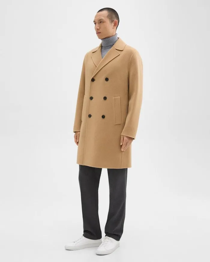 Theory DoubleBreasted Coat In DoubleFace WoolCashmere New Camel Men Outerwear