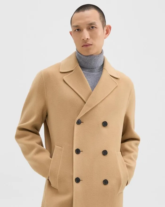 Theory DoubleBreasted Coat In DoubleFace WoolCashmere New Camel Men Outerwear