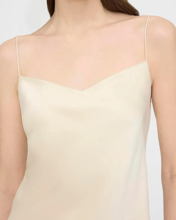 Theory Draped Camisole In Satin Golden Wheat Women Tops Theory Draped Camisole In Satin Golden Wheat Women Tops