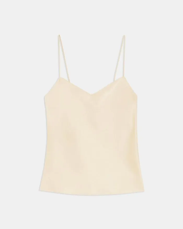 Theory Draped Camisole In Satin Golden Wheat Women Tops Theory Draped Camisole In Satin Golden Wheat Women Tops