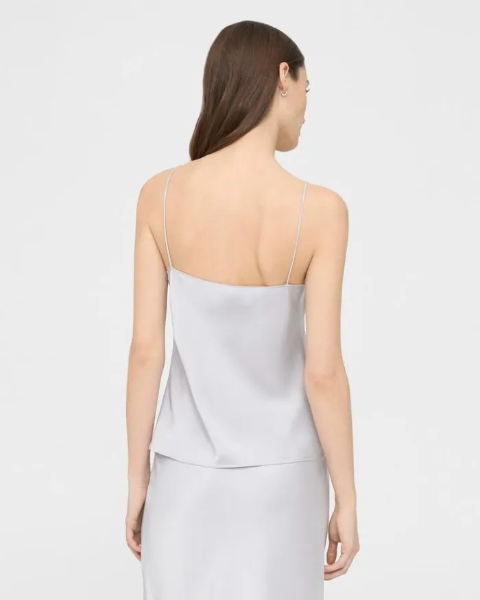 Theory Draped Camisole In Satin Silver Women Tops Theory Draped Camisole In Satin Silver Women Tops