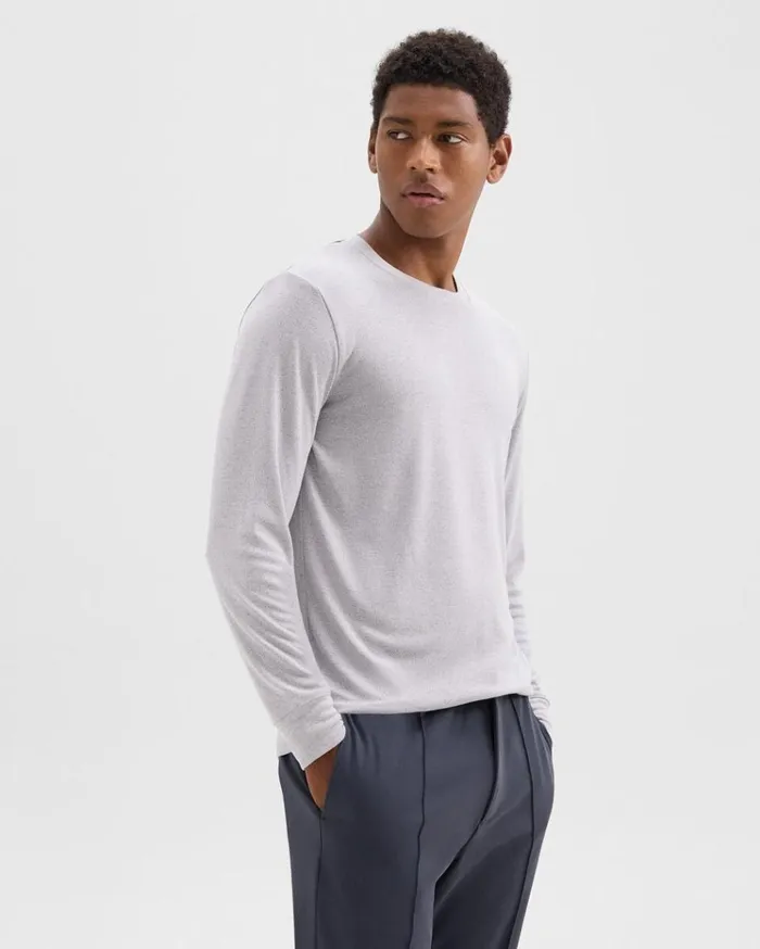 Theory Essential LongSleeve Tee In Anemone Modal Jersey Grey Multi Men TShirts Polos Theory Essential LongSleeve Tee In Anemone Modal Jersey Grey Multi Men TShirts Polos