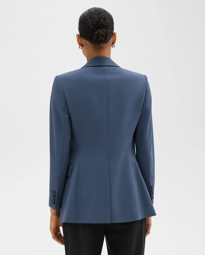 Theory Etiennette Blazer In Good Wool Ash Blue Women Blazers Jackets