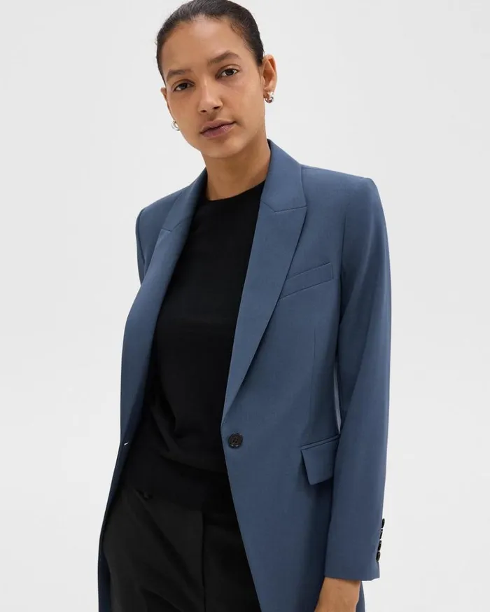Theory Etiennette Blazer In Good Wool Ash Blue Women Blazers Jackets
