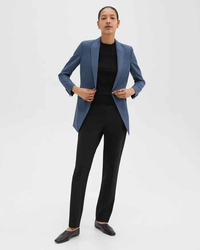 Theory Etiennette Blazer In Good Wool Ash Blue Women Blazers Jackets