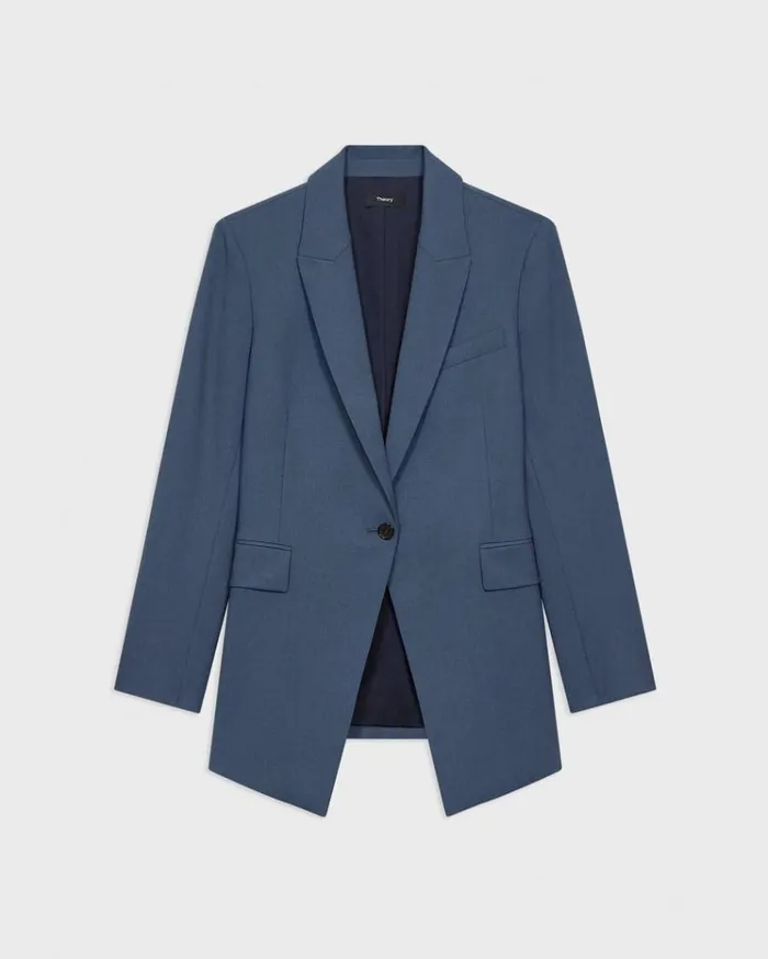 Theory Etiennette Blazer In Good Wool Ash Blue Women Blazers Jackets