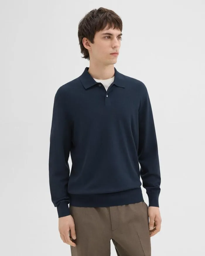 Theory Goris LongSleeve Polo Shirt In Light Bilen Baltic Men TShirts Polos Theory Goris LongSleeve Polo Shirt In Light Bilen Baltic Men TShirts Polos