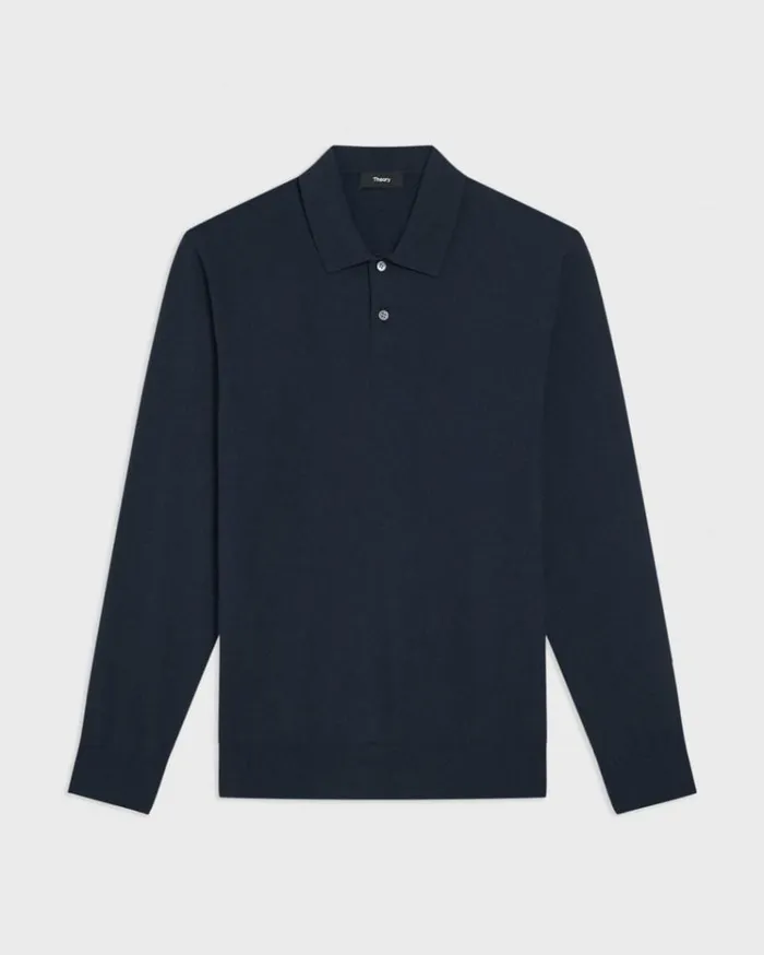Theory Goris LongSleeve Polo Shirt In Light Bilen Baltic Men TShirts Polos Theory Goris LongSleeve Polo Shirt In Light Bilen Baltic Men TShirts Polos