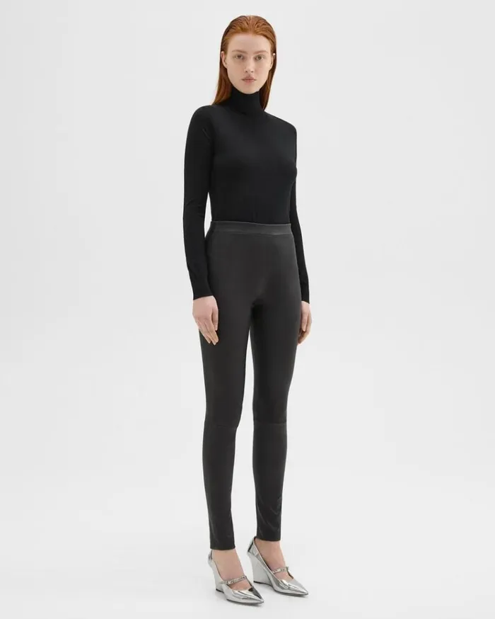 Theory HighWaist Legging In Leather Black Women Pants