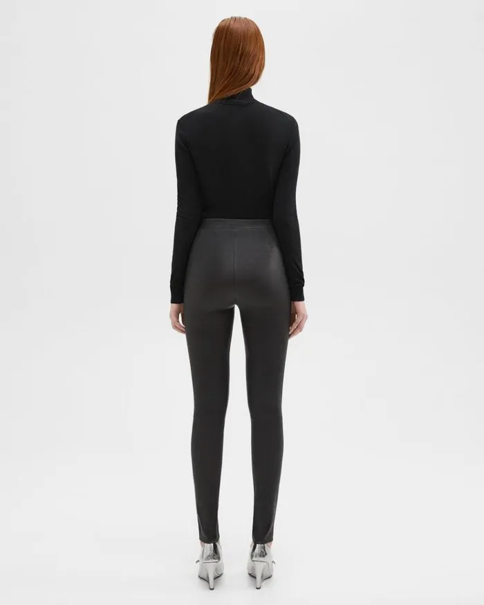 Theory HighWaist Legging In Leather Black Women Pants