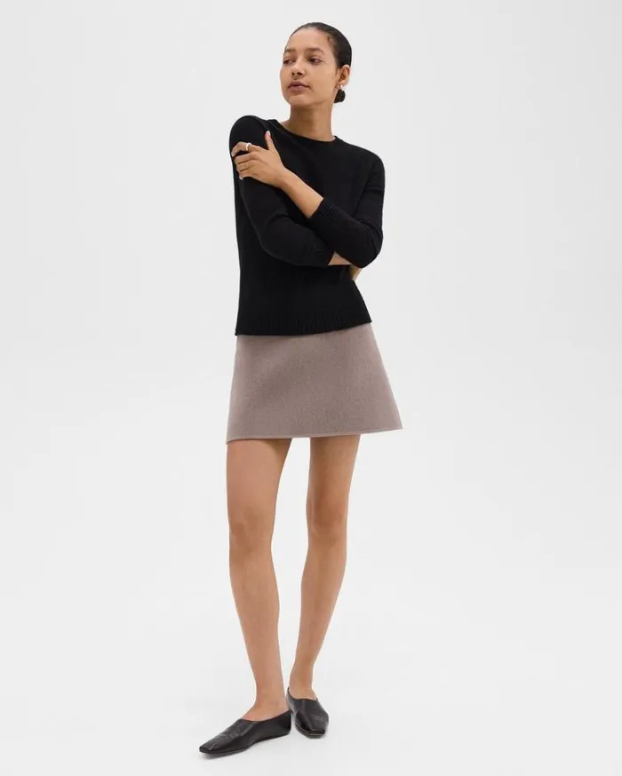 Theory HighWaist Mini Skirt In DoubleFace WoolCashmere Cinder Melange Women Skirts