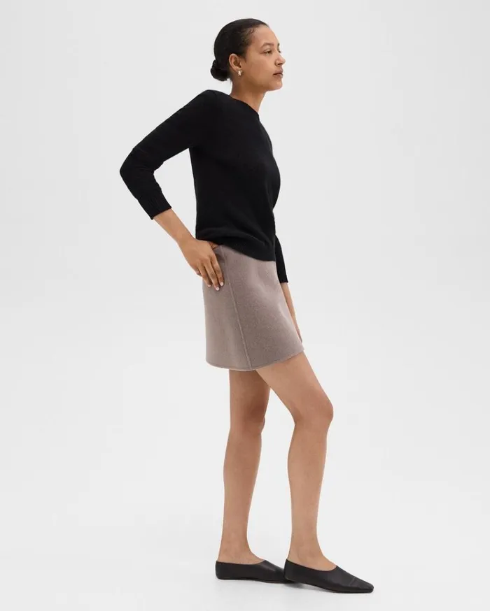 Theory HighWaist Mini Skirt In DoubleFace WoolCashmere Cinder Melange Women Skirts