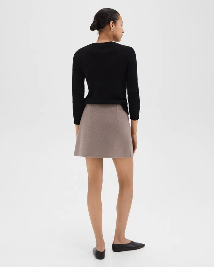 Theory HighWaist Mini Skirt In DoubleFace WoolCashmere Cinder Melange Women Skirts