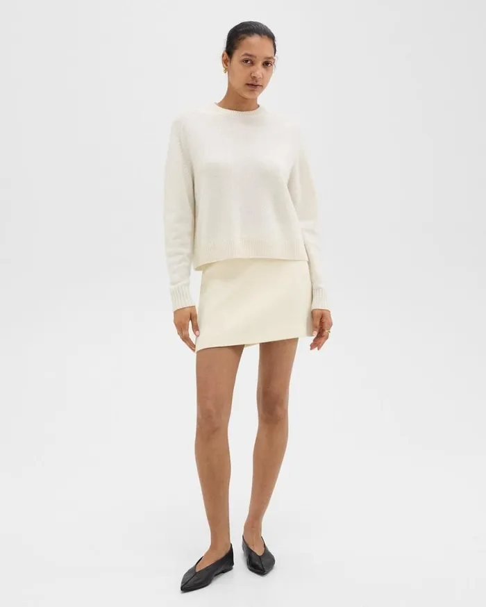 Theory HighWaist Mini Skirt In Tweed Ivory Women Skirts