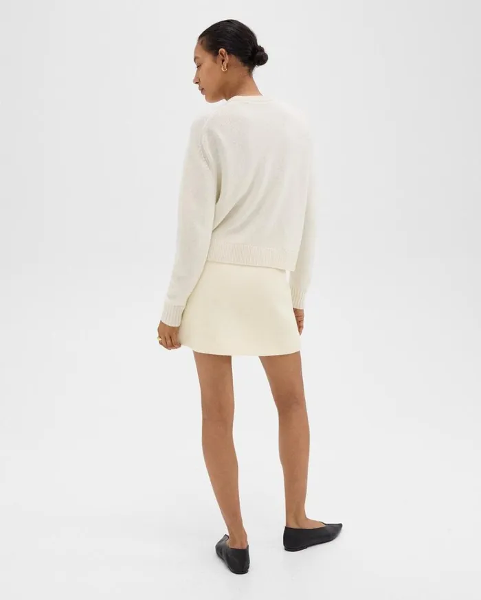 Theory HighWaist Mini Skirt In Tweed Ivory Women Skirts