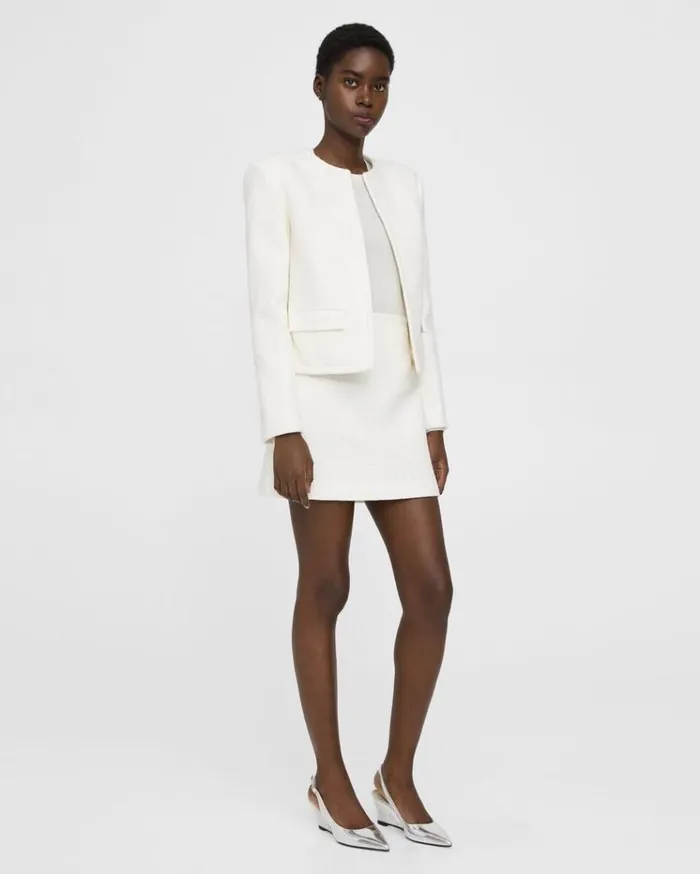 Theory HighWaisted Mini Skirt In Cotton Tweed White Women Skirts Theory HighWaisted Mini Skirt In Cotton Tweed White Women Skirts