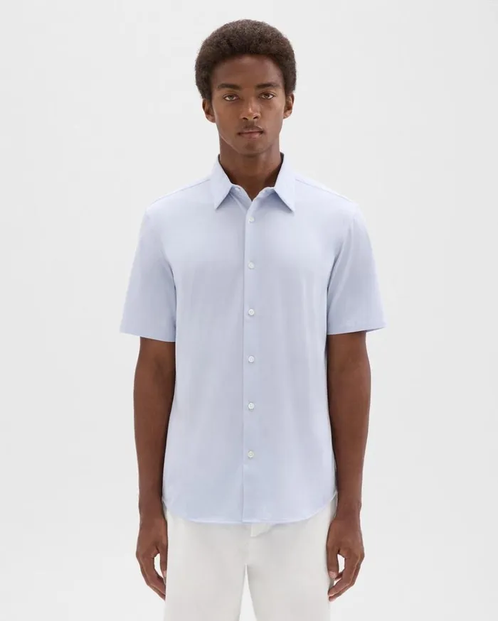 Theory Irving ShortSleeve Shirt In Structure Knit Olympic Men Shirts
