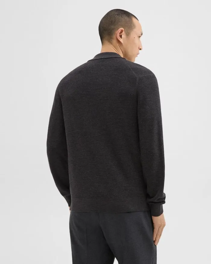 Theory Johnny Collar Sweater In Merino Wool Mink Melange Men Sweaters Cardigans