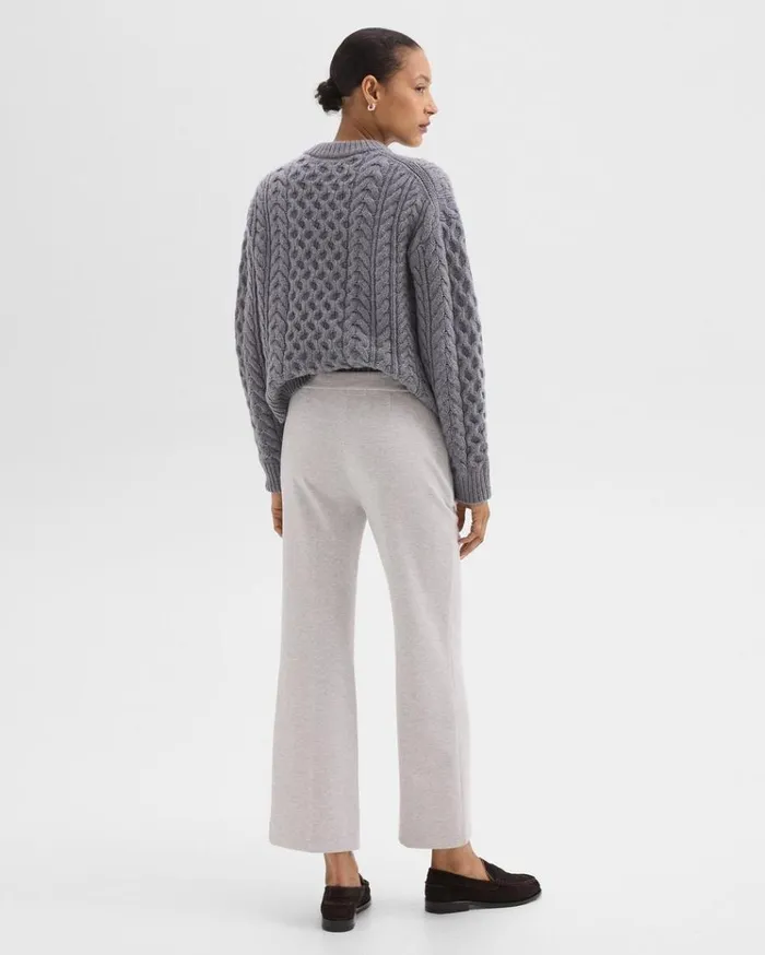 Theory Kick Pant In Herringbone Knit Light Grey Melange Women Pants Theory Kick Pant In Herringbone Knit Light Grey Melange Women Pants