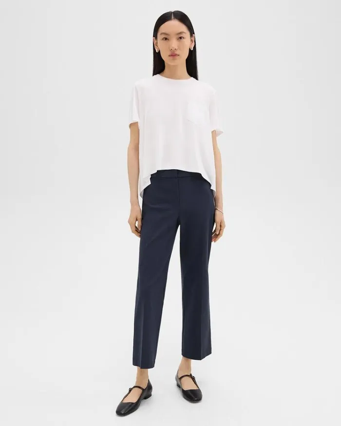 Theory Kick Pant In Stretch Cotton Nocturne Navy Women Pants Theory Kick Pant In Stretch Cotton Nocturne Navy Women Pants
