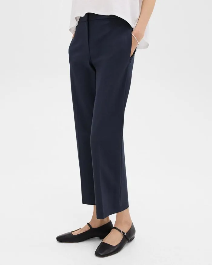 Theory Kick Pant In Stretch Cotton Nocturne Navy Women Pants Theory Kick Pant In Stretch Cotton Nocturne Navy Women Pants