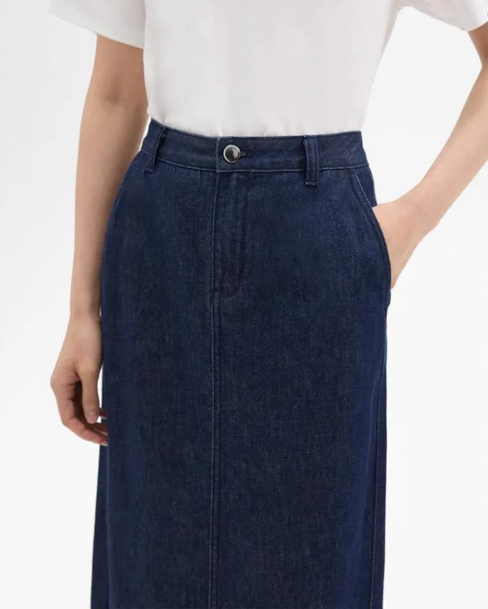 Theory Maxi Trouser Skirt In Denim Indigo Women Skirts Theory Maxi Trouser Skirt In Denim Indigo Women Skirts