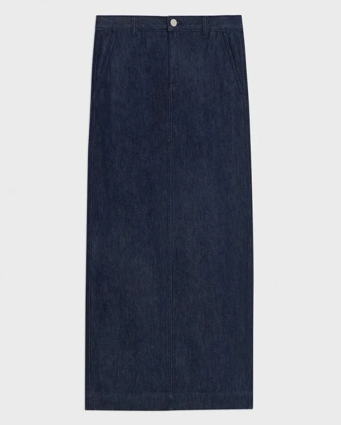 Theory Maxi Trouser Skirt In Denim Indigo Women Skirts Theory Maxi Trouser Skirt In Denim Indigo Women Skirts