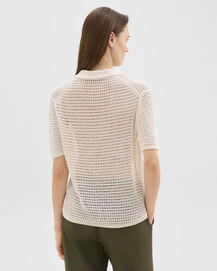 Theory Mesh ShortSleeve Shirt In LinenViscose Bone Women Tops Theory Mesh ShortSleeve Shirt In LinenViscose Bone Women Tops