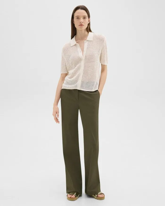 Theory Mesh ShortSleeve Shirt In LinenViscose Bone Women Tops Theory Mesh ShortSleeve Shirt In LinenViscose Bone Women Tops