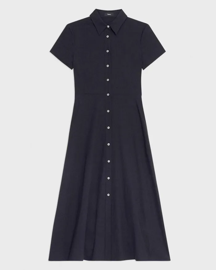 Theory Midi Shirt Dress In Good Linen Concord Women Dresses