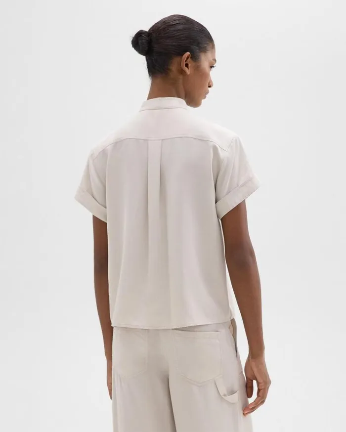 Theory Military Shirt In Fluid Twill New Sand Women Tops Theory Military Shirt In Fluid Twill New Sand Women Tops