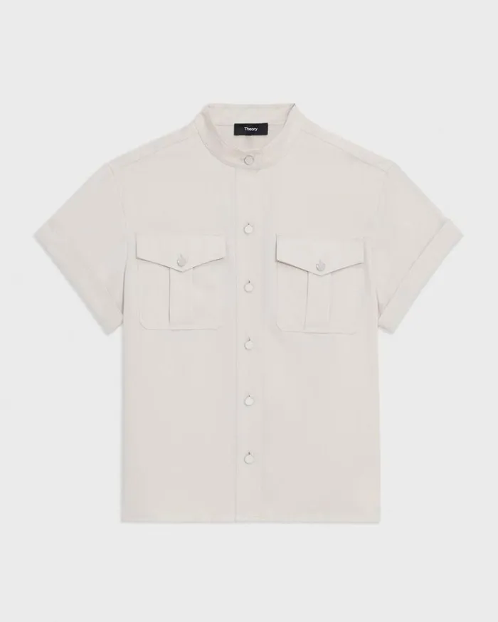 Theory Military Shirt In Fluid Twill New Sand Women Tops Theory Military Shirt In Fluid Twill New Sand Women Tops