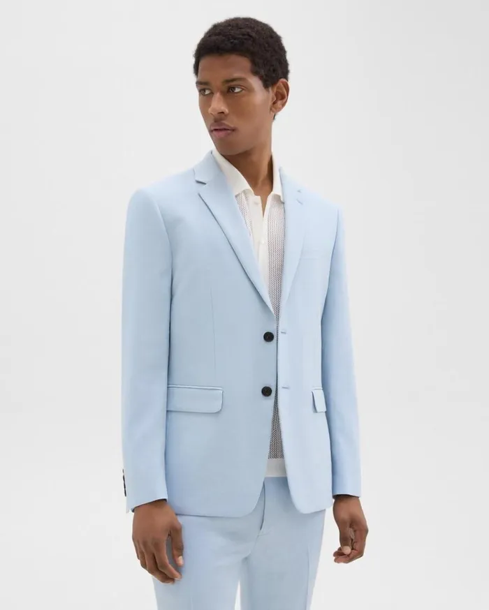 Theory Morton Slim Blazer In LinenViscose Skylight Men Blazers Jackets
