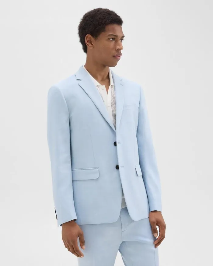 Theory Morton Slim Blazer In LinenViscose Skylight Men Blazers Jackets