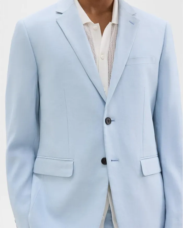 Theory Morton Slim Blazer In LinenViscose Skylight Men Blazers Jackets