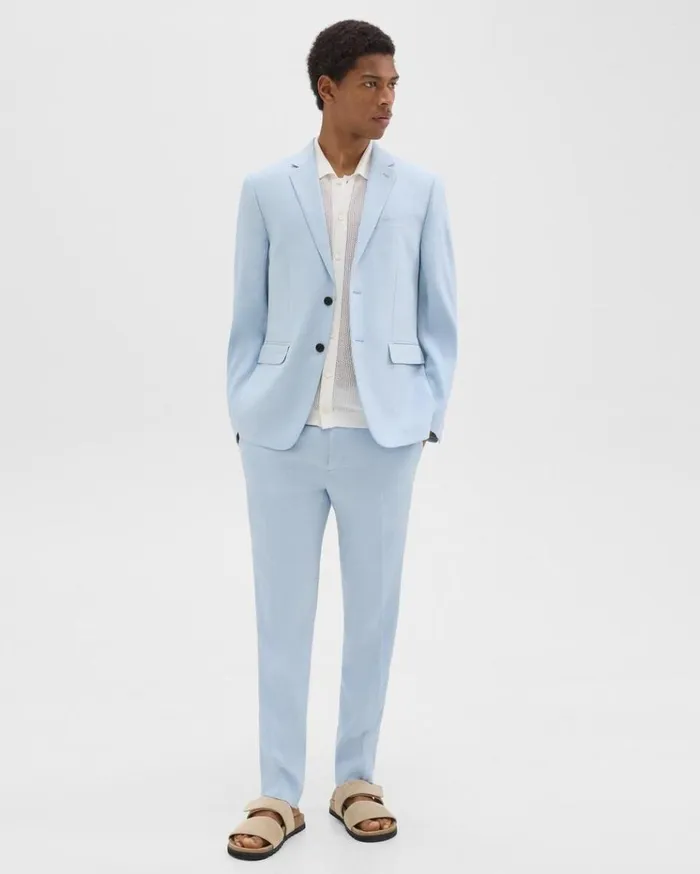 Theory Morton Slim Blazer In LinenViscose Skylight Men Blazers Jackets