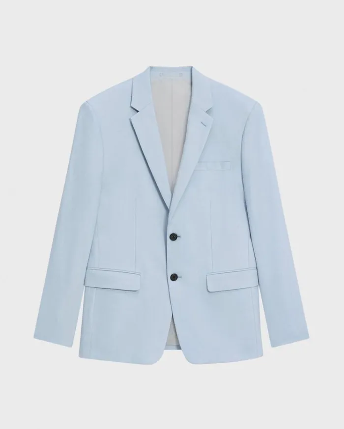 Theory Morton Slim Blazer In LinenViscose Skylight Men Blazers Jackets