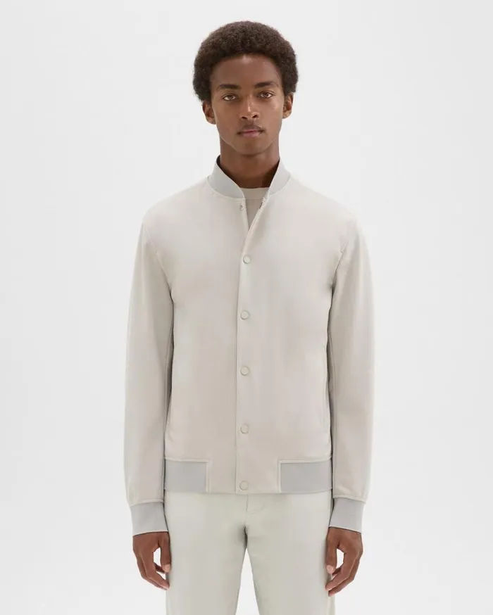 Theory Murphy Bomber Jacket In Precision Ponte Putty Men Outerwear