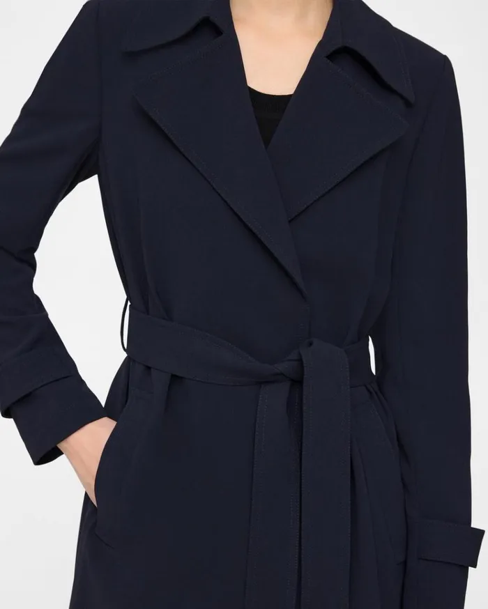 Theory Oaklane Trench Coat In Admiral Crepe Nocturne Navy Women Outerwear