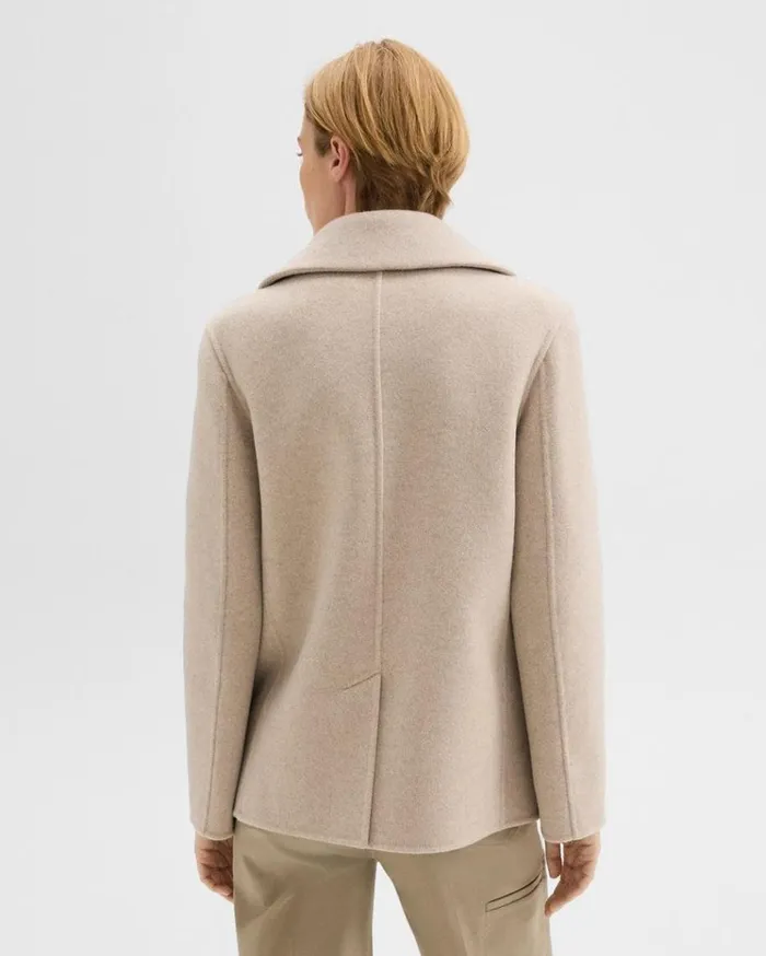 Theory Peacoat In Recycled Wool Glacial Melange Women Outerwear