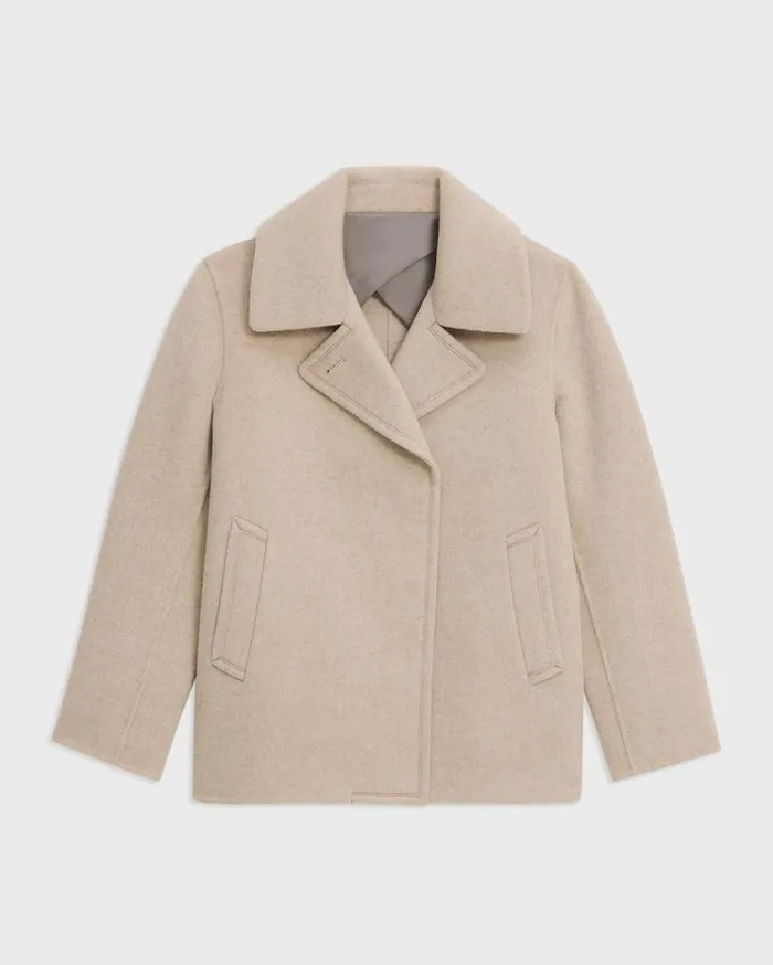 Theory Peacoat In Recycled Wool Glacial Melange Women Outerwear