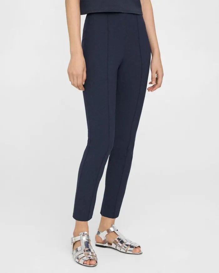 Theory Pintucked Slim Pant In Stretch Cotton Nocturne Navy Women Pants Theory Pintucked Slim Pant In Stretch Cotton Nocturne Navy Women Pants