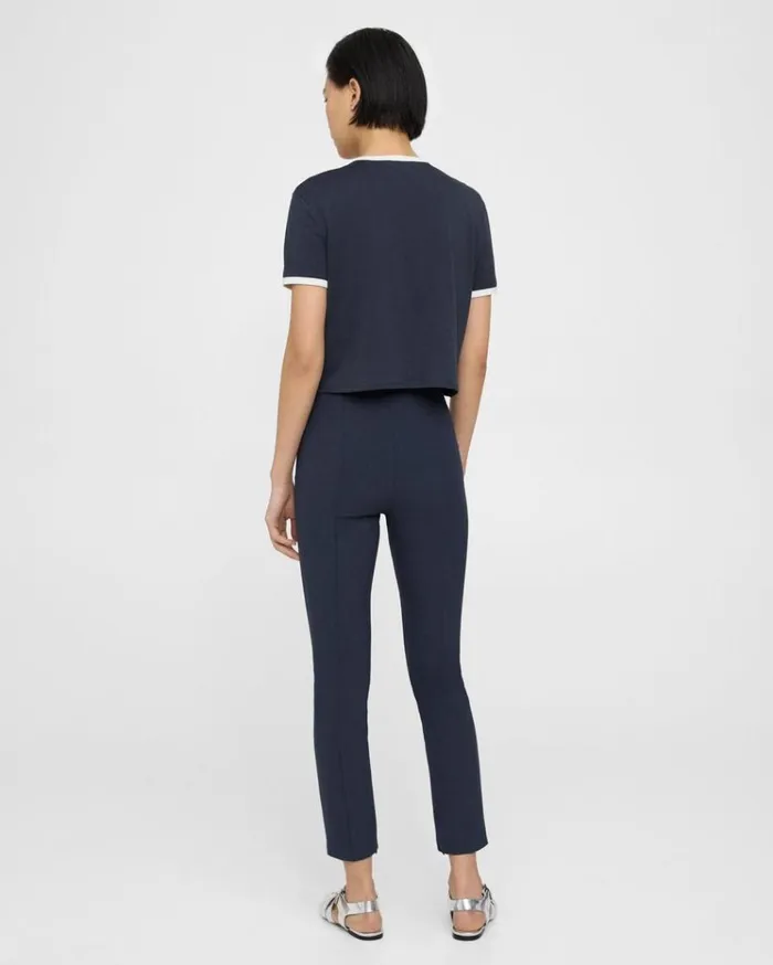 Theory Pintucked Slim Pant In Stretch Cotton Nocturne Navy Women Pants Theory Pintucked Slim Pant In Stretch Cotton Nocturne Navy Women Pants