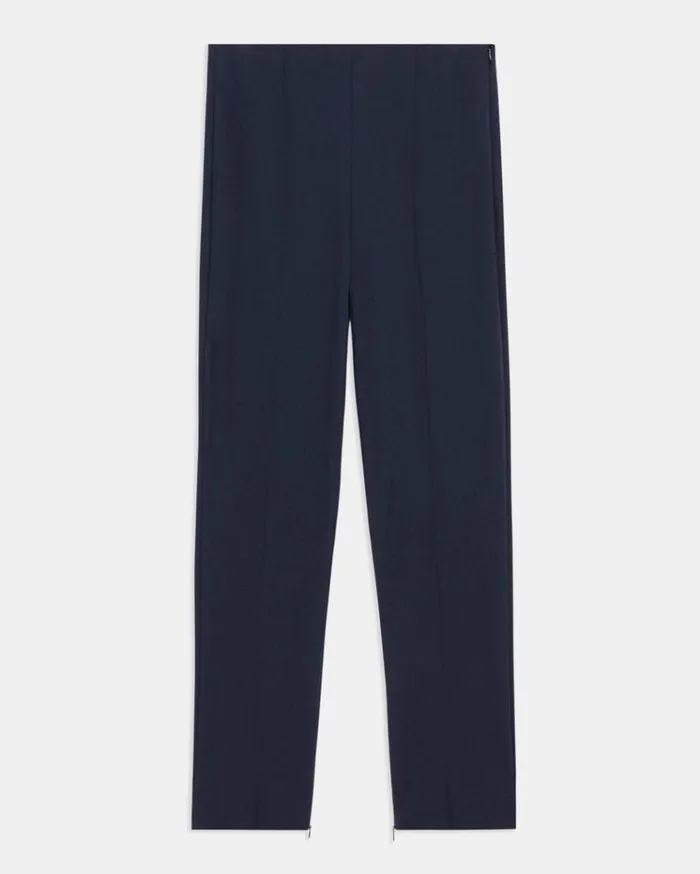 Theory Pintucked Slim Pant In Stretch Cotton Nocturne Navy Women Pants Theory Pintucked Slim Pant In Stretch Cotton Nocturne Navy Women Pants