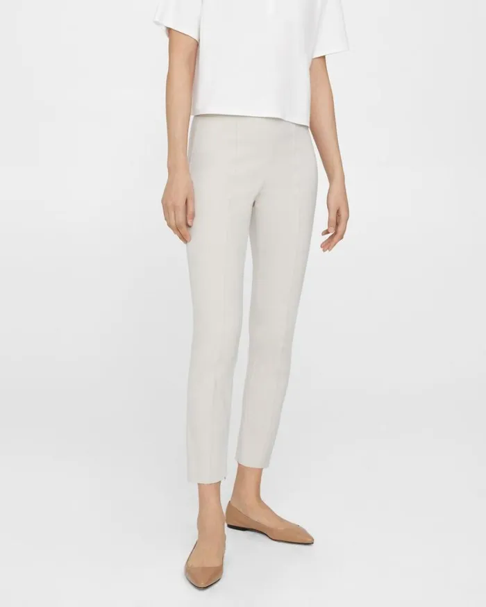 Theory Pintucked Slim Pant In Stretch Cotton Sand Women Pants Theory Pintucked Slim Pant In Stretch Cotton Sand Women Pants