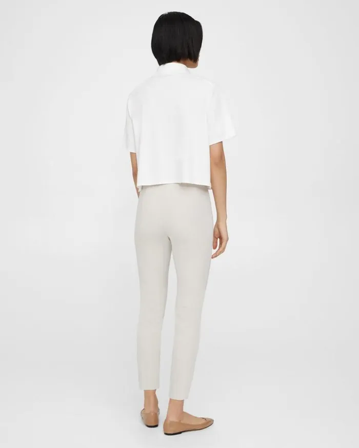 Theory Pintucked Slim Pant In Stretch Cotton Sand Women Pants Theory Pintucked Slim Pant In Stretch Cotton Sand Women Pants