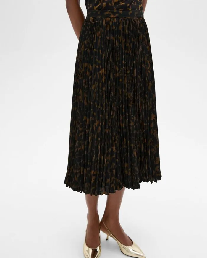 Theory Pleated Midi Skirt In Tortoiseshell Printed Georgette Dark Brown Multi Women Skirts Theory Pleated Midi Skirt In Tortoiseshell Printed Georgette Dark Brown Multi Women Skirts