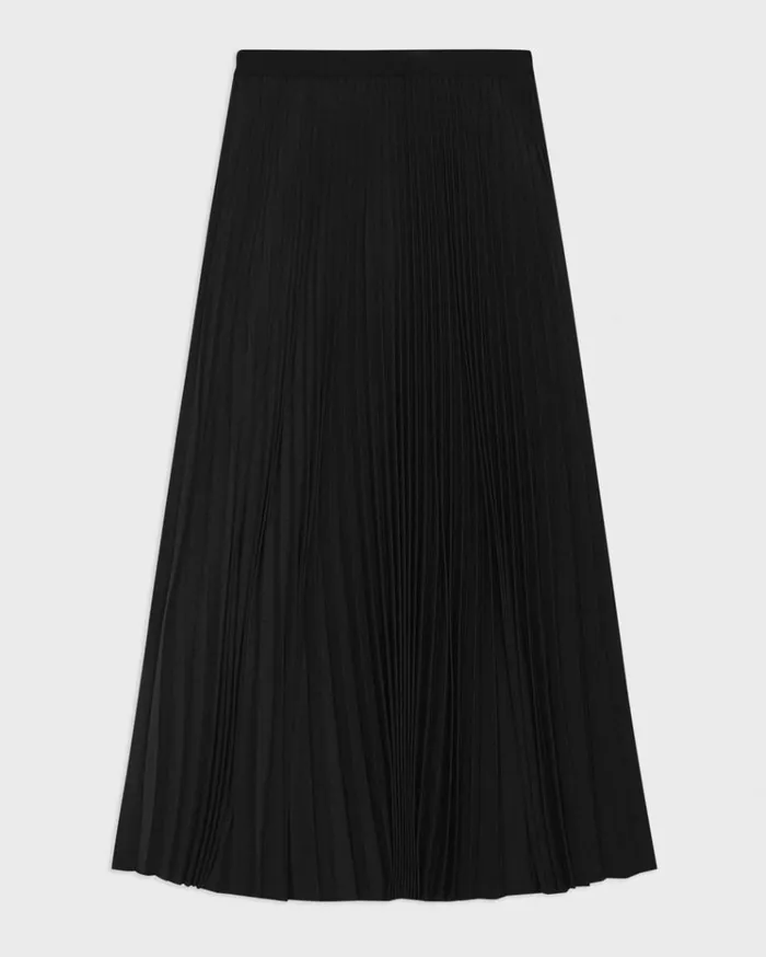 Theory Pleated PullOn Skirt In Stretch WoolBlend Black Women Skirts Theory Pleated PullOn Skirt In Stretch WoolBlend Black Women Skirts