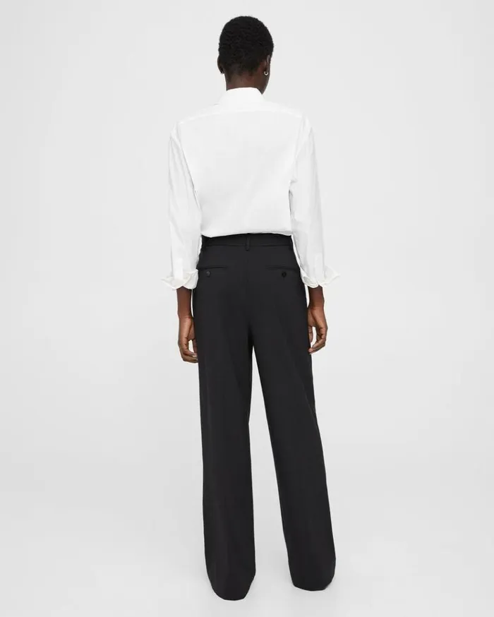 Theory Pleated WideLeg Pant In Stretch Wool Black Women Pants Theory Pleated WideLeg Pant In Stretch Wool Black Women Pants