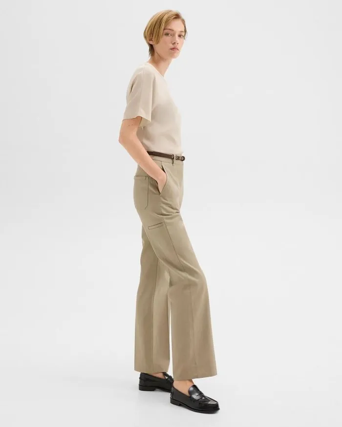 Theory Relaxed Pant In Gabardine Light Pavement Women Pants